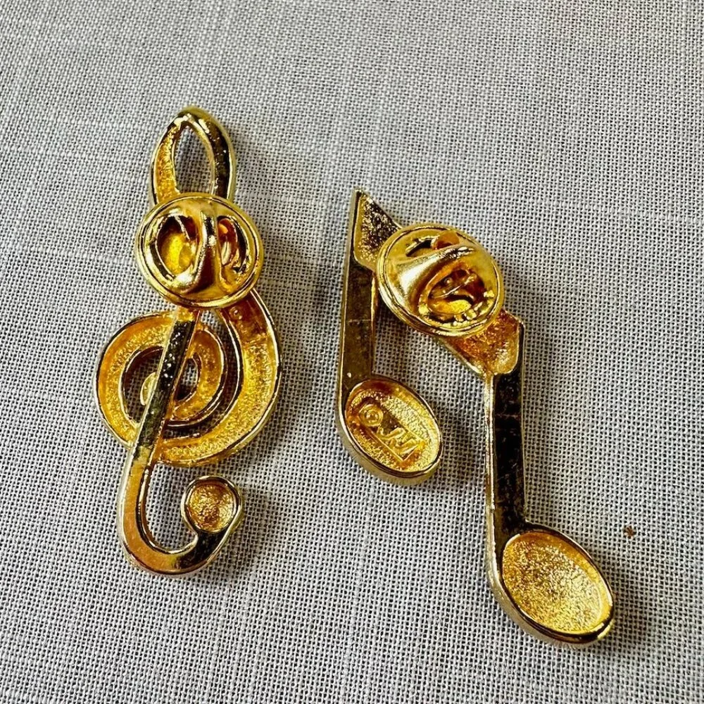 Vintage JJ Gold Tone Music Pins - Picture 9 of 11